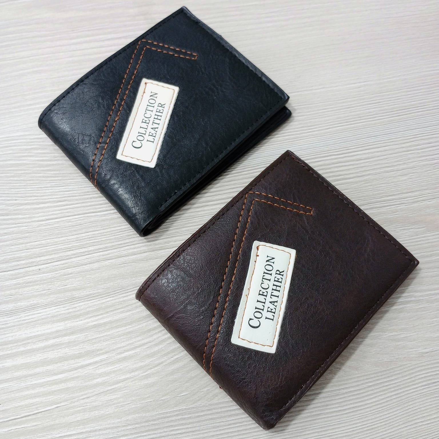 Billetera Hombre Cuero Genuino Con Costura Decorativa