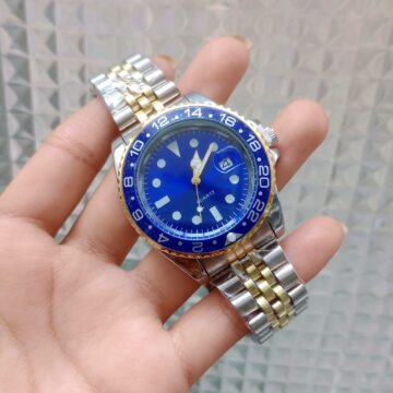 Alternative view of Reloj Análogo Bisel Negro Acero Inoxidable Dorado