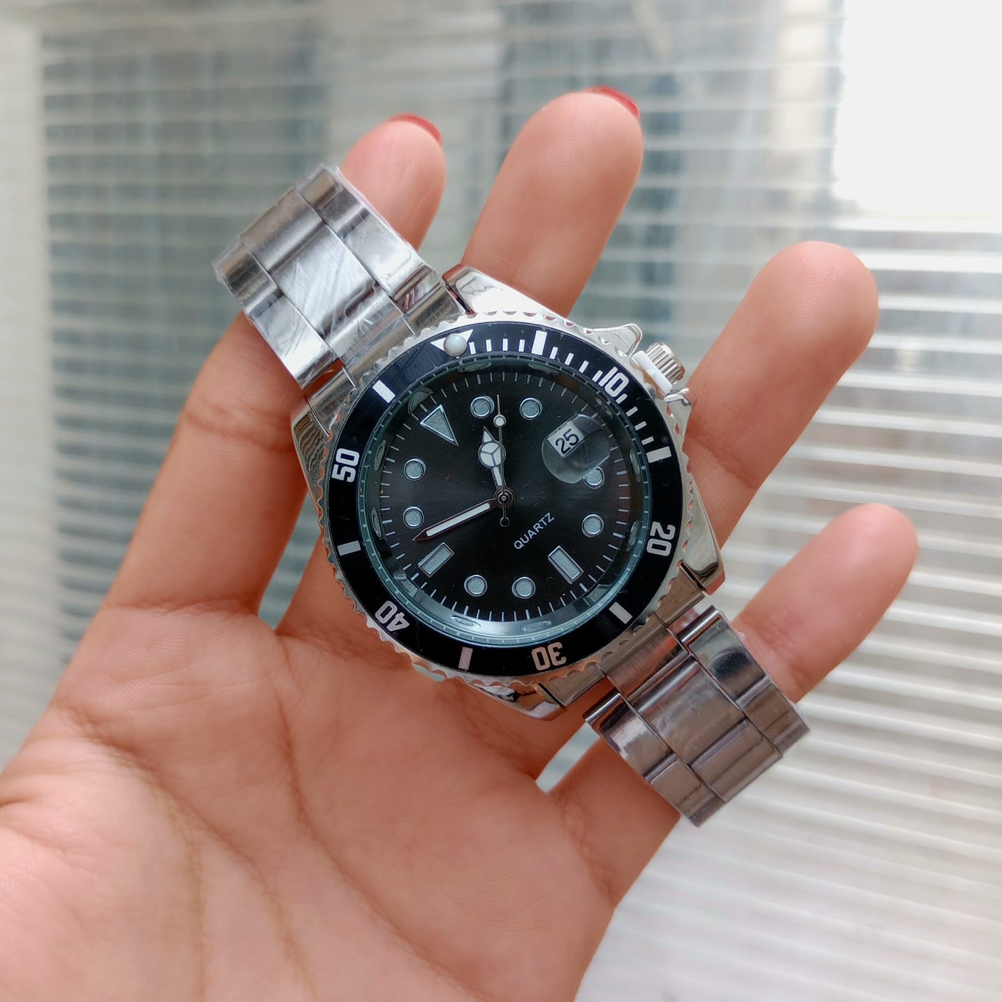 Reloj deportivo acero inoxidable bisel rojo cronógrafo - Imagen 4