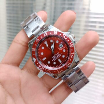 Reloj deportivo acero inoxidable bisel rojo cronógrafo
