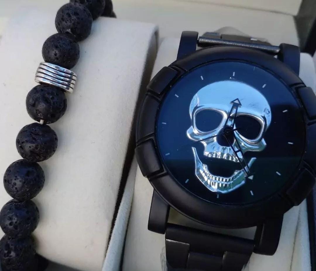 Reloj Deportivo Calavera Negro Resistente Agua - Imagen 5
