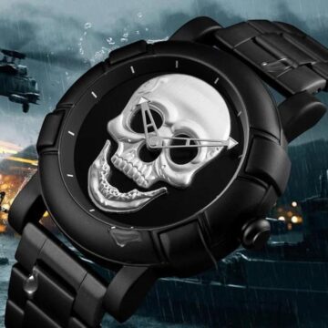 Reloj Deportivo Calavera Negro Resistente Agua