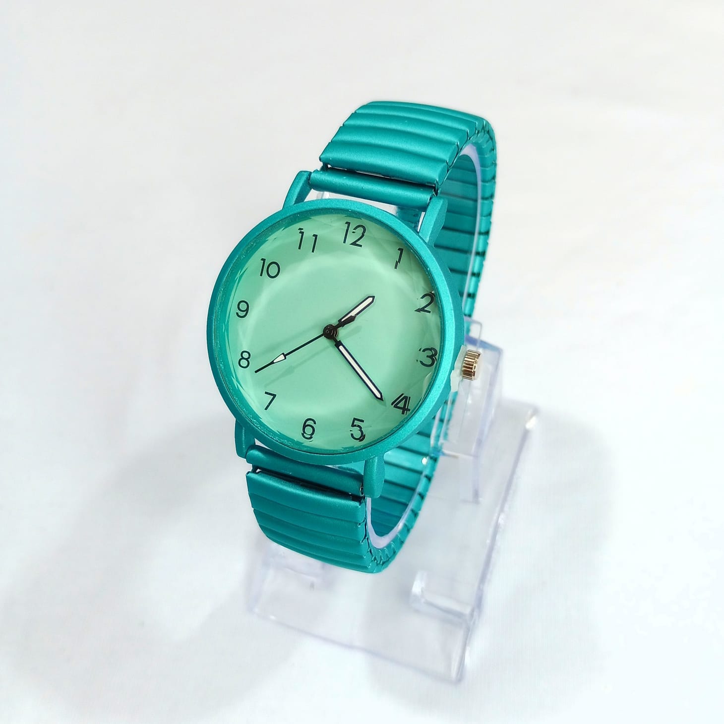 Reloj Elastizado Verde Agua Menta con Esfera Clara