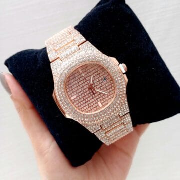 Reloj de Pulsera Strass Oro Rosa Brillante