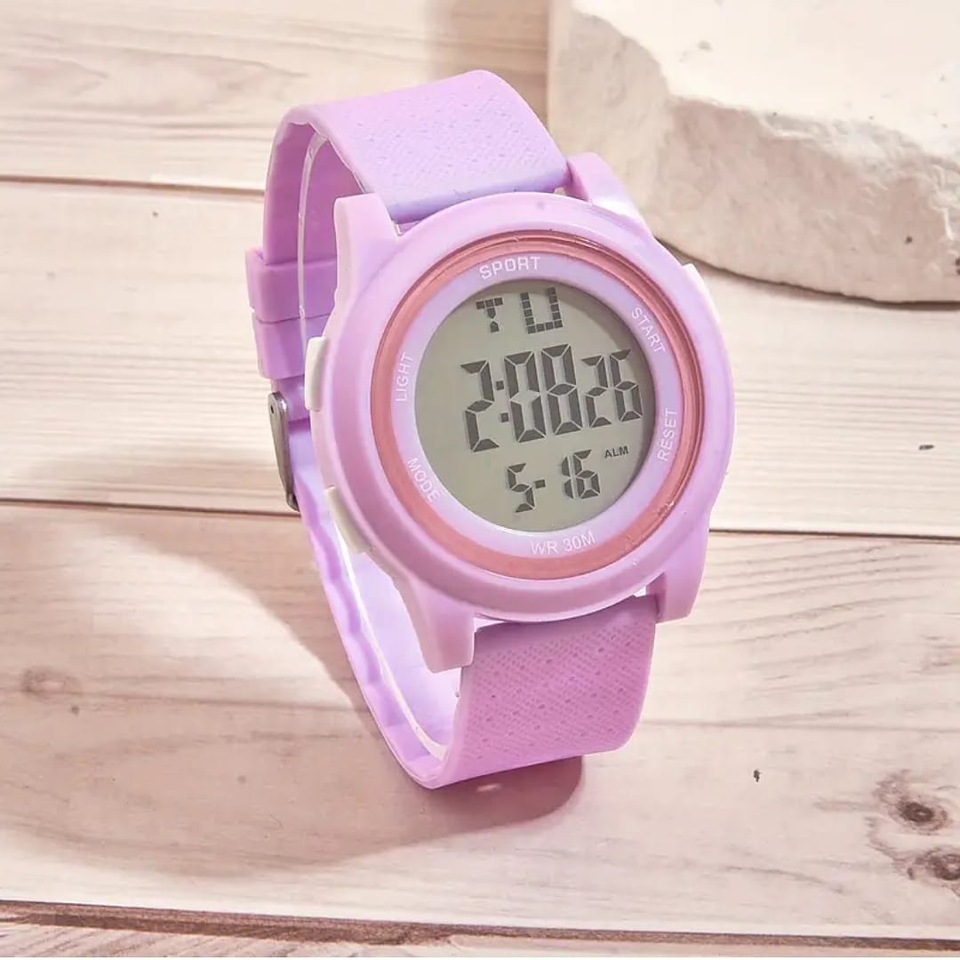 Reloj Digital Deportivo Rosa Resistente al Agua