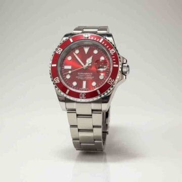 Reloj de Buceo Acero Inoxidable Bisel Rojo