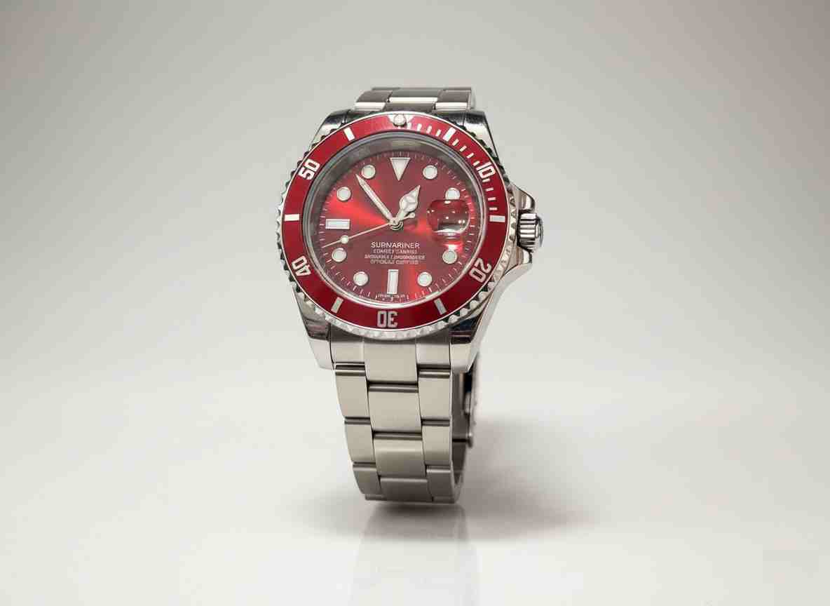 Reloj de Buceo Acero Inoxidable Bisel Rojo