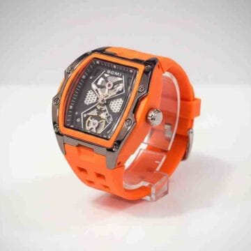 Reloj deportivo naranja correa silicona diseño moderno