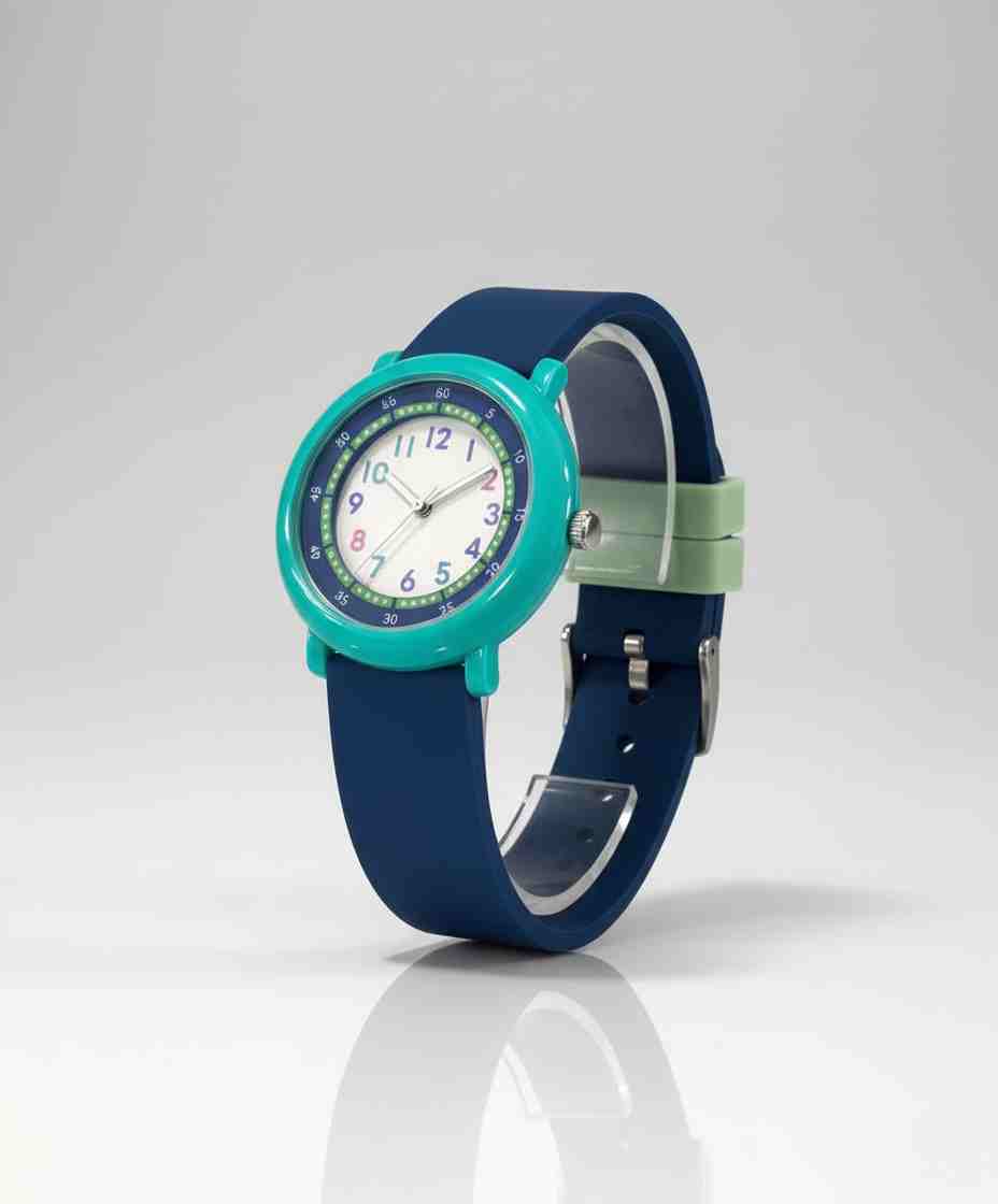 Reloj infantil analógico turquesa y azul marino con correa intercambiable