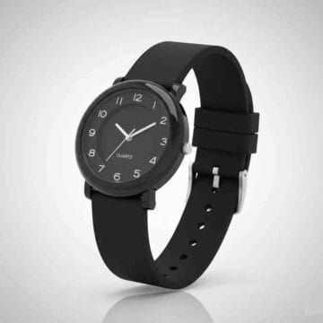 Reloj de pulsera analógico minimalista con correa negra