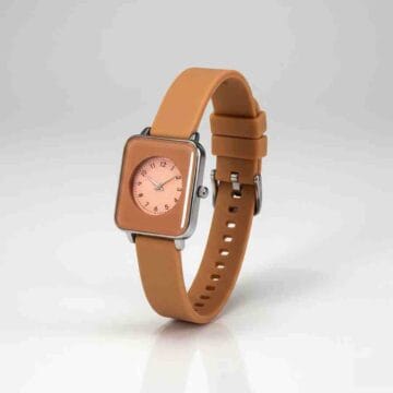 Reloj de pulsera cuadrado cuero marrón clásico