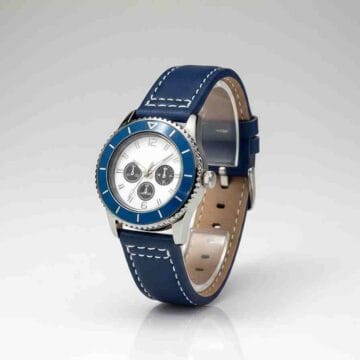 Reloj Cronógrafo Azul Marino Correa Cuero Blanca