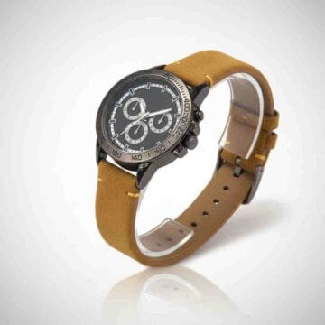 Reloj cronógrafo deportivo correa cuero marrón