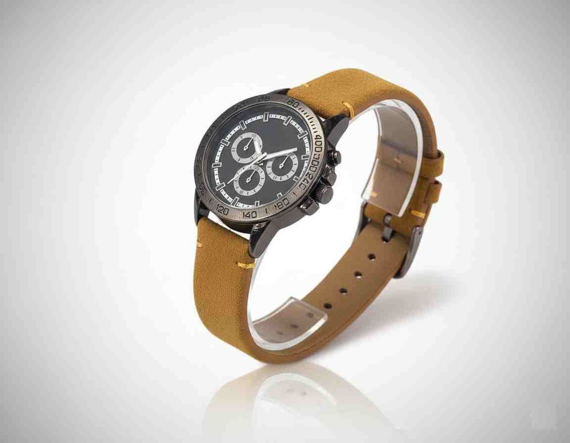 Reloj cronógrafo deportivo correa cuero marrón