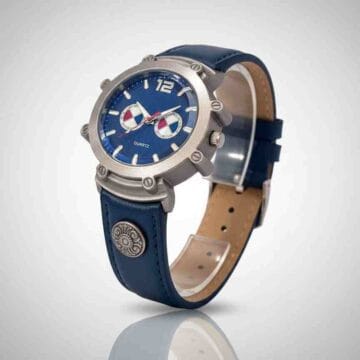 Reloj Azul Análogo con Cronógrafo y Correa Cuero