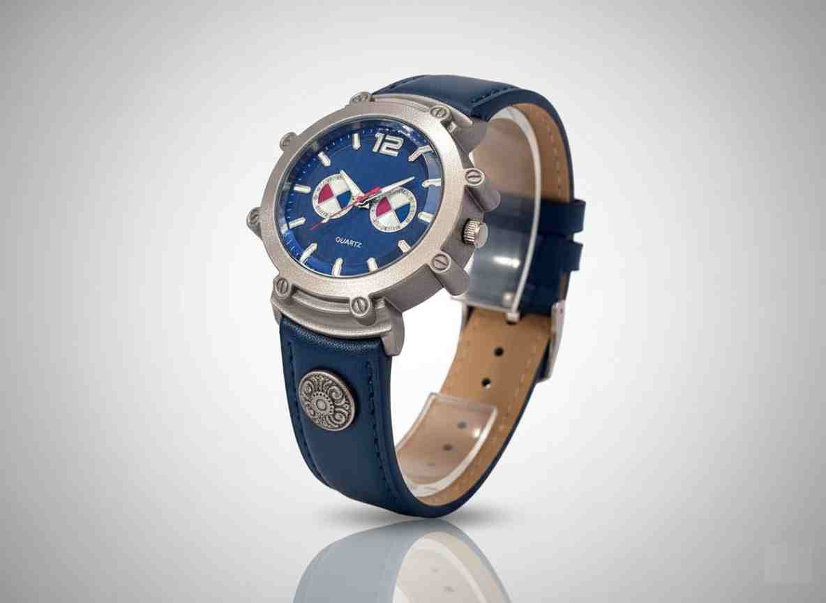 Reloj Azul Análogo con Cronógrafo y Correa Cuero