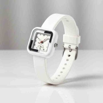 Reloj de pulsera cuadrado blanco correa silicona