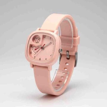 Reloj de pulsera cuadrado rosa pastel correa silicona