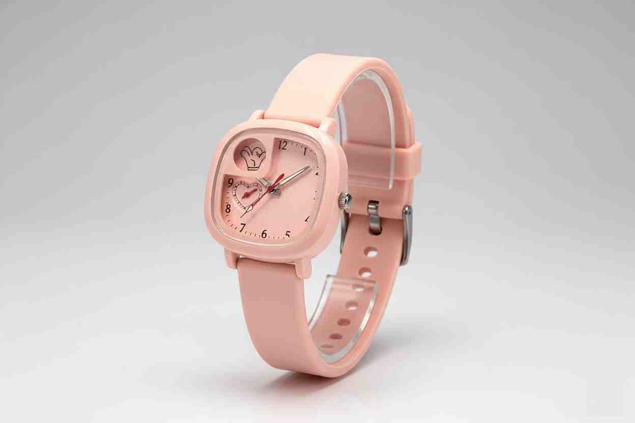 Reloj de pulsera cuadrado rosa pastel correa silicona