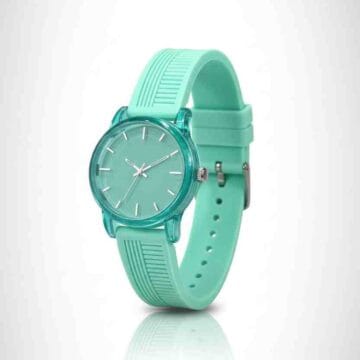 Reloj analógico de silicona turquesa minimalista