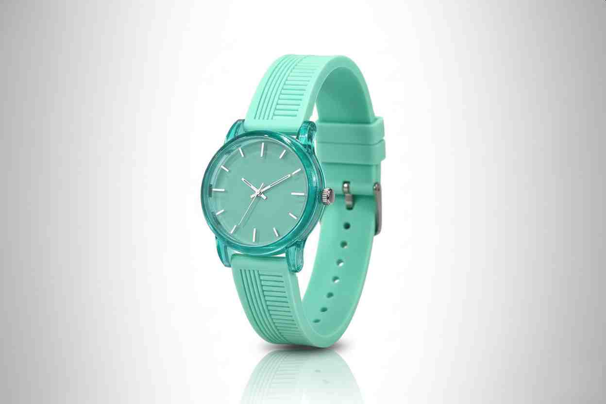 Reloj analógico de silicona turquesa minimalista