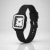 Reloj cuadrado analógico correa silicona negra