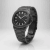 Reloj deportivo negro acero inoxidable dial rayado