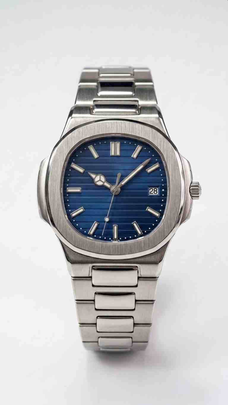 Reloj de acero inoxidable esfera azul con fecha
