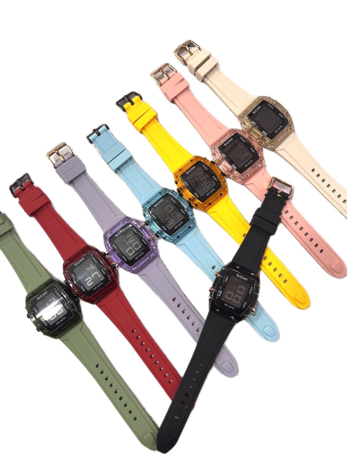 Reloj Digital Cuadrado con Correa de Silicona Colores