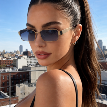 Anteojos de sol rectangulares con lentes oscuros y estructura metálica