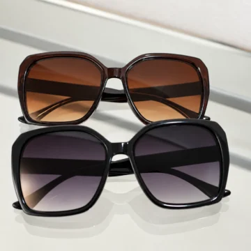 Anteojos de sol cuadrados estilo mariposa en versiones negra y marrón